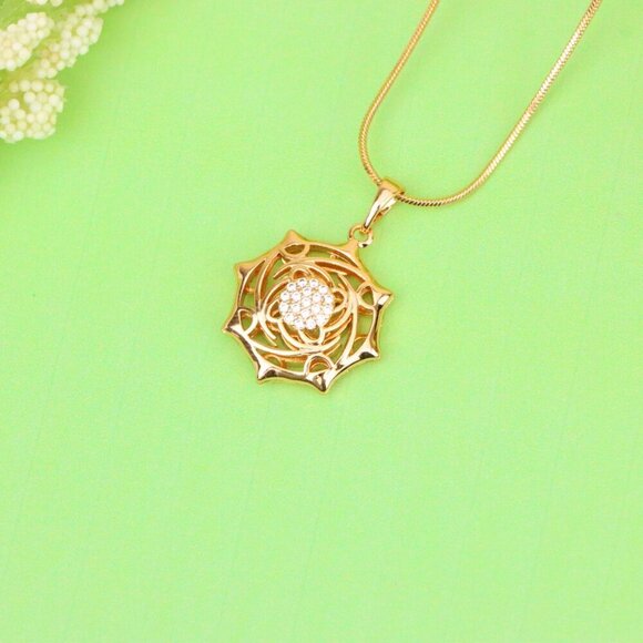 "Rose Gold Geometric Pendant with CZ Center Stylish Charm, XPPT1441 - Picture 12 of 13